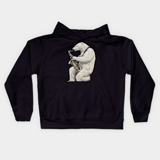 Polar Bear Playing Saxophone Kids Hoodie